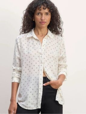 Everlane "Must Have" Washable 100% Silk Button Down Shirt